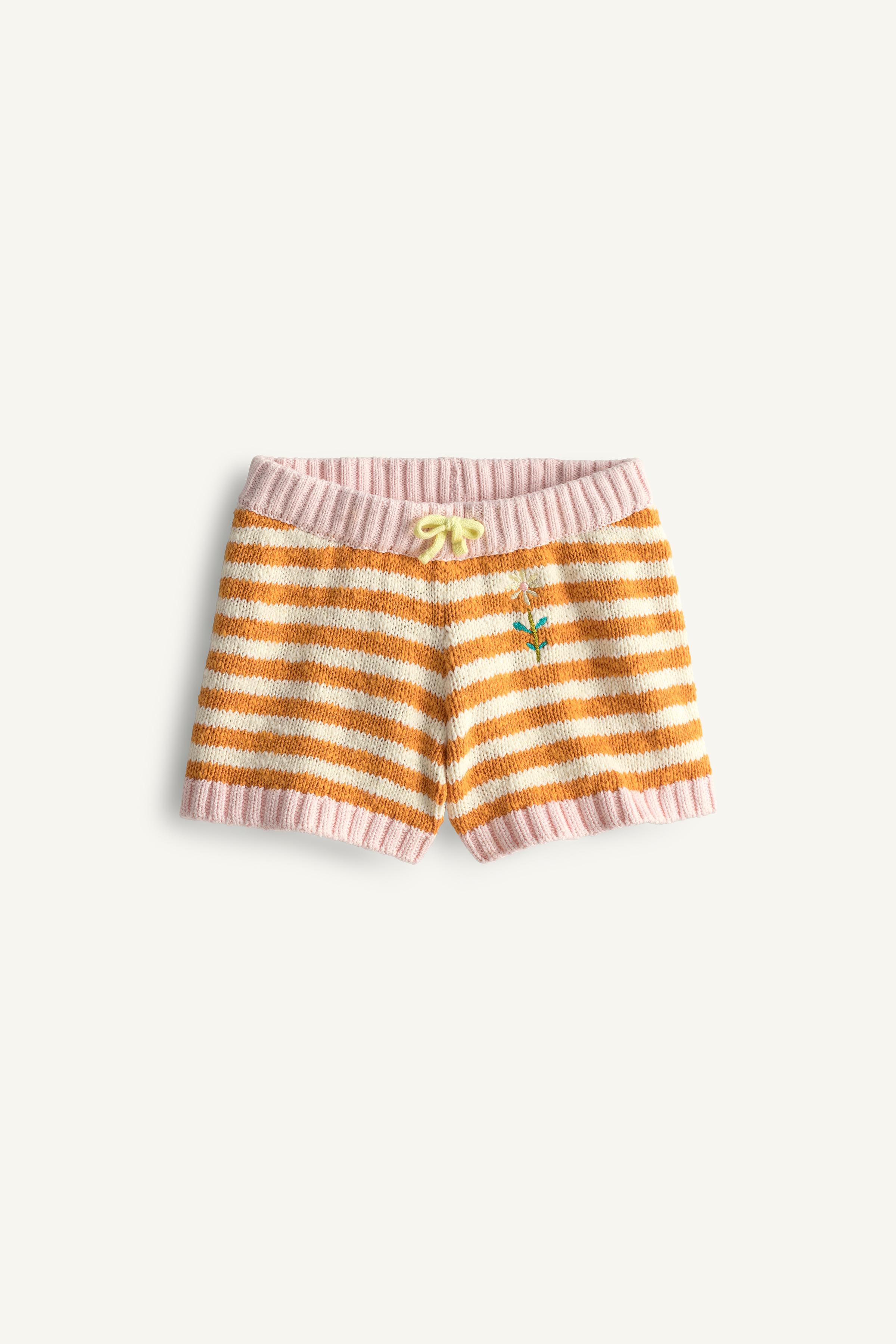 SHORT EN MAILLE RAYÉ FLEUR BRODÉE ÉDITION LIMITÉE